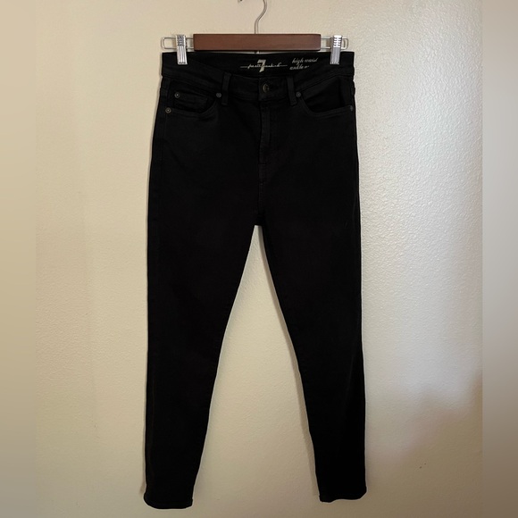 7 For All Mankind Black High Waist Ankle Gwenevere Five Pocket Jeans, Size 27 - Picture 2 of 9